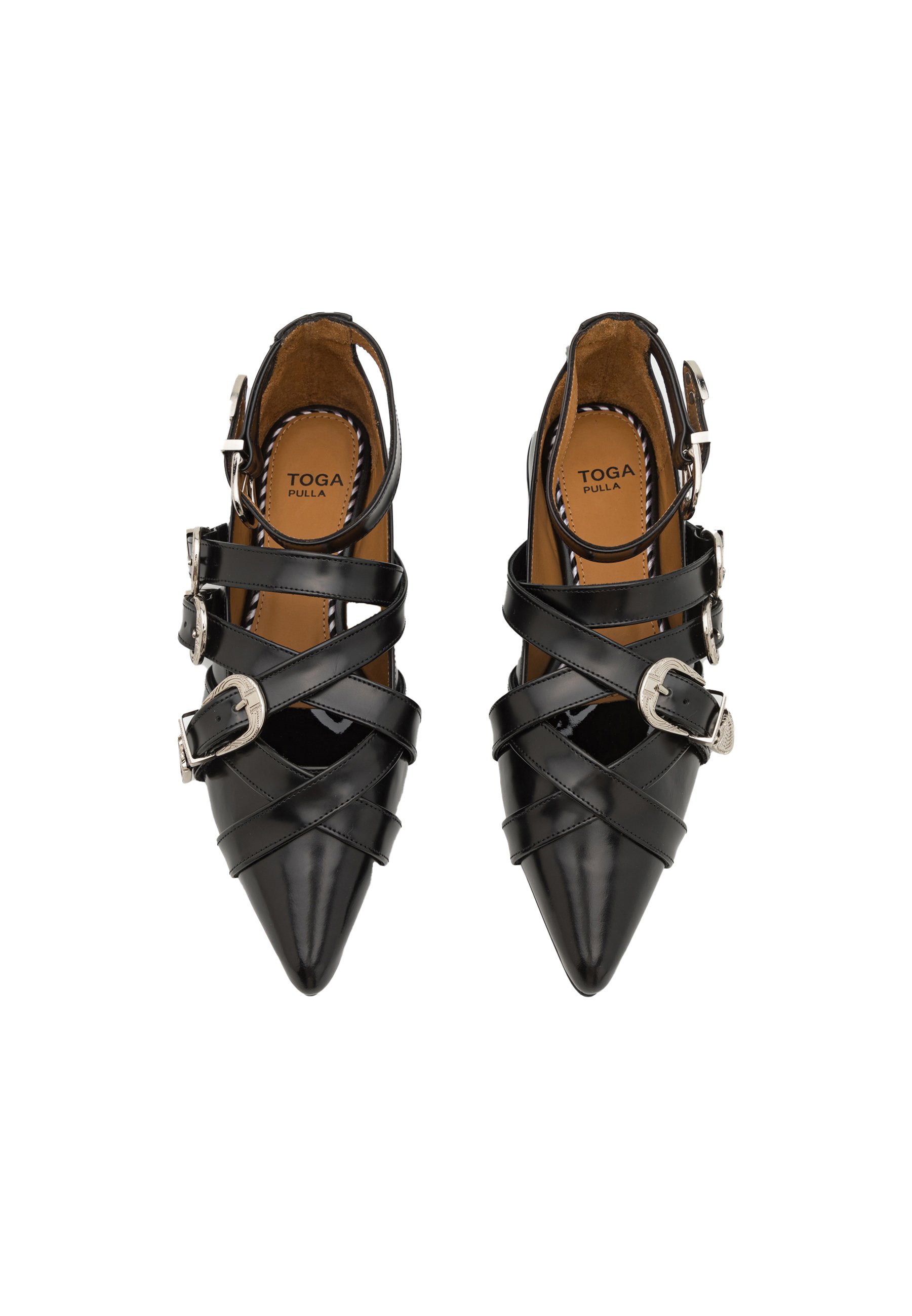 Černé baleríny s kovovými přezkami, TOGA, 10 200 Kč
