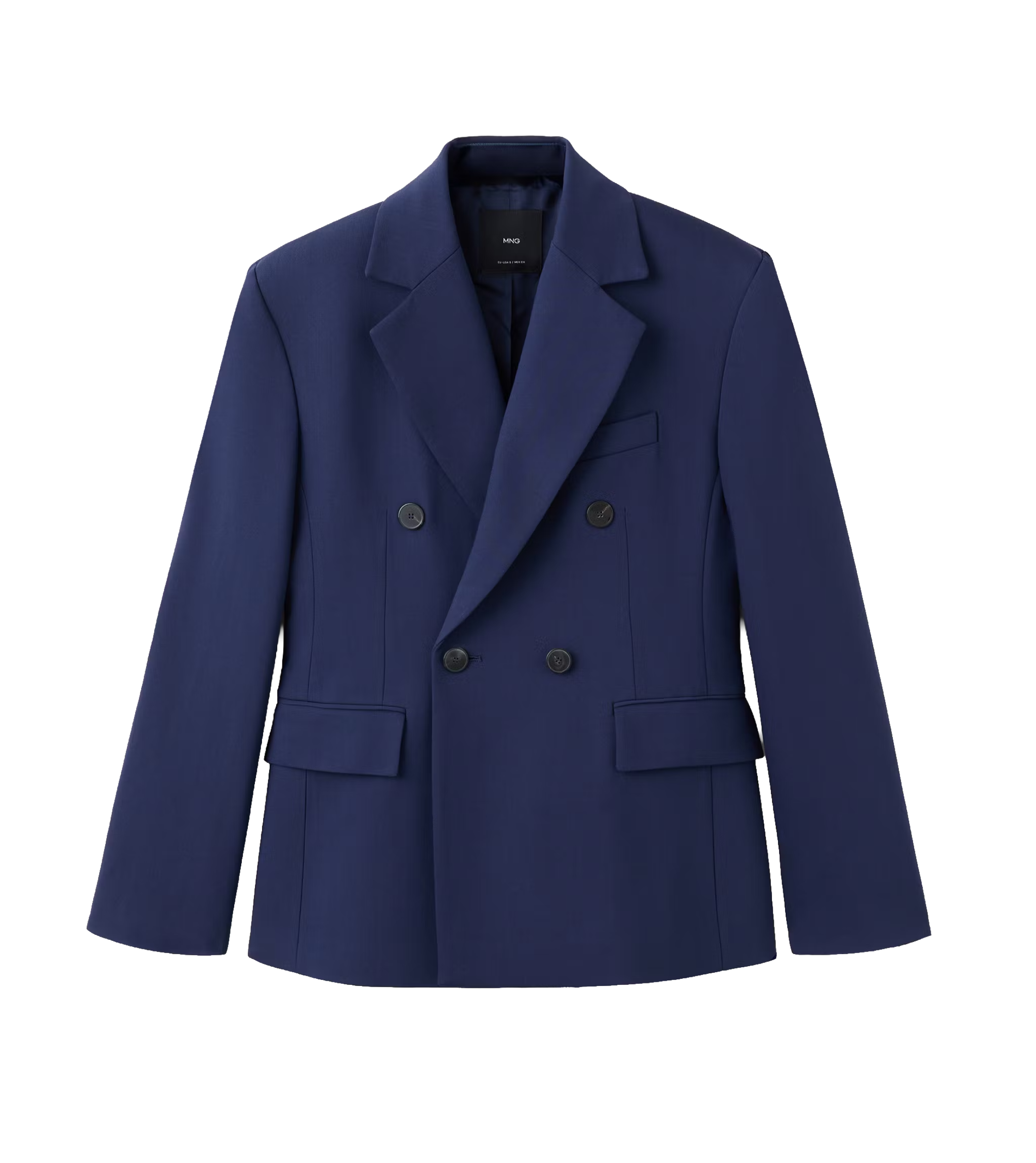 Oblekový blejzr s dvouřadým zapínáním na knoflíky, MANGO, 3 999 Kč