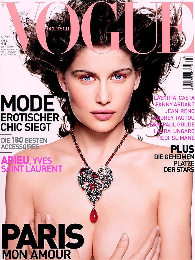 Laetitia Casta by Mark Abrahams, Vogue Germany, April 2002
