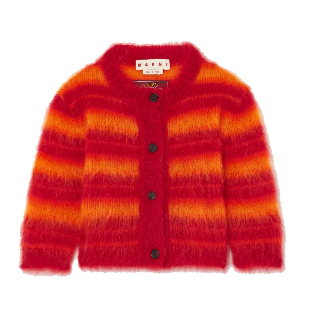 Pruhovaný kardigan z mohérové příze, MARNI, prodává Net-a-Porter, 12 442 Kč