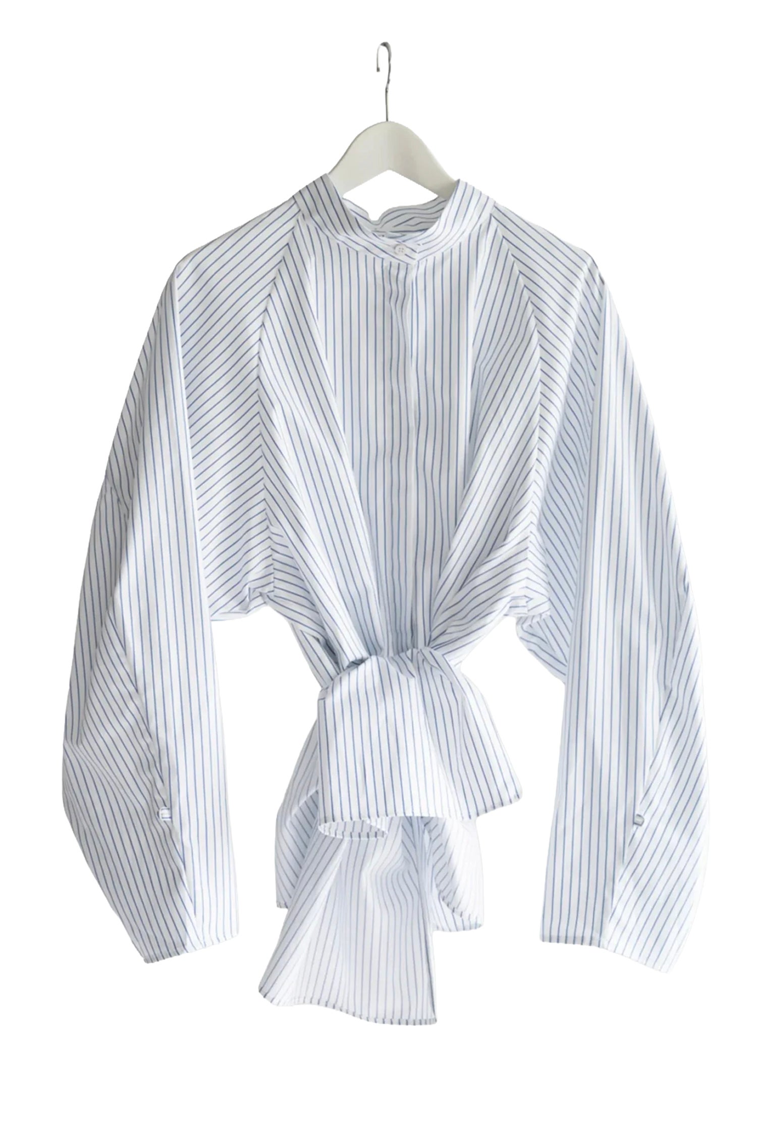 Bavlněná oversized košile s modrými proužky, PBG STUDIO, 749 Kč