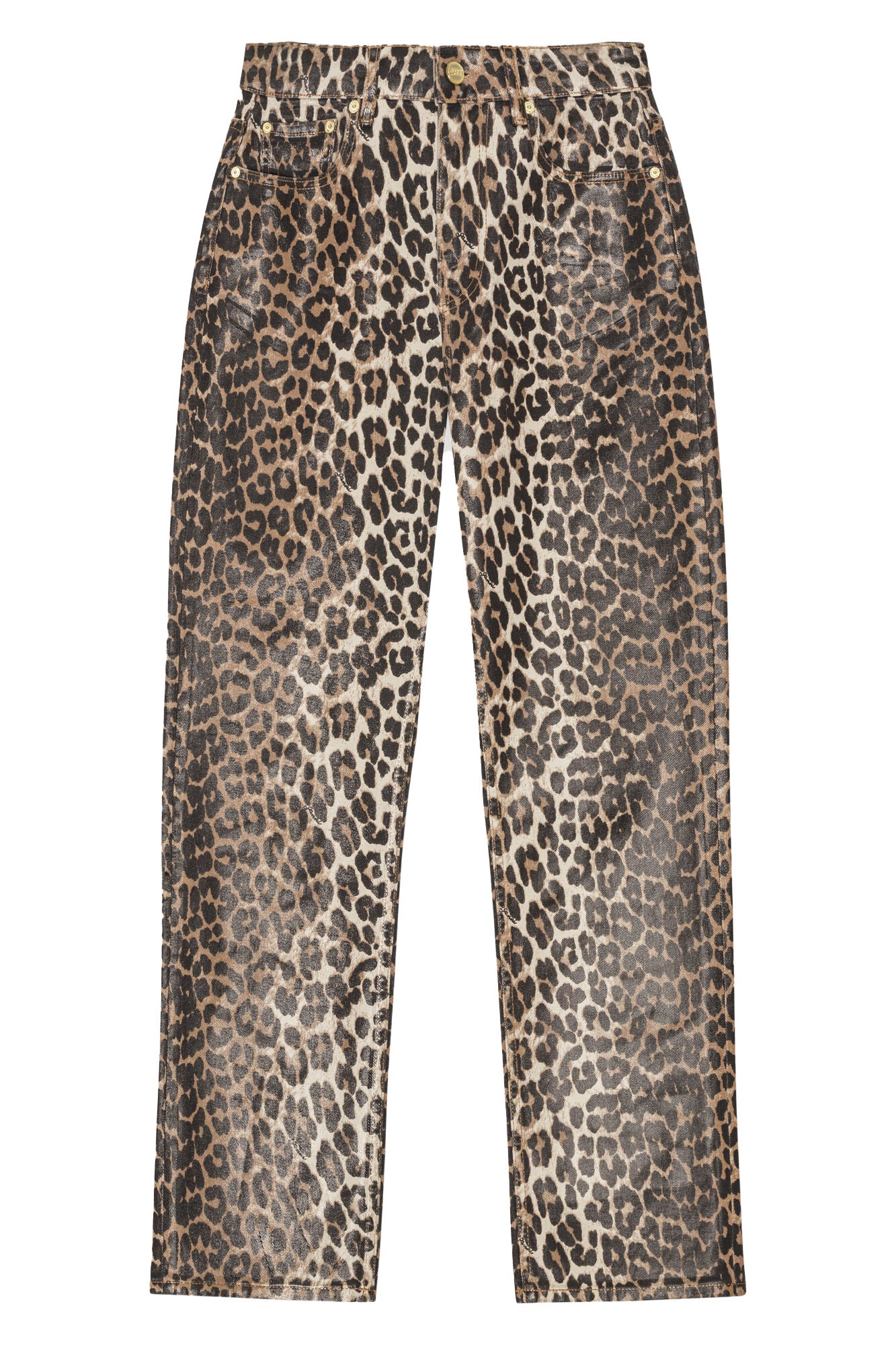 Rovné kalhoty s leopardím potiskem, GANNI, prodává Ganni, 275 €