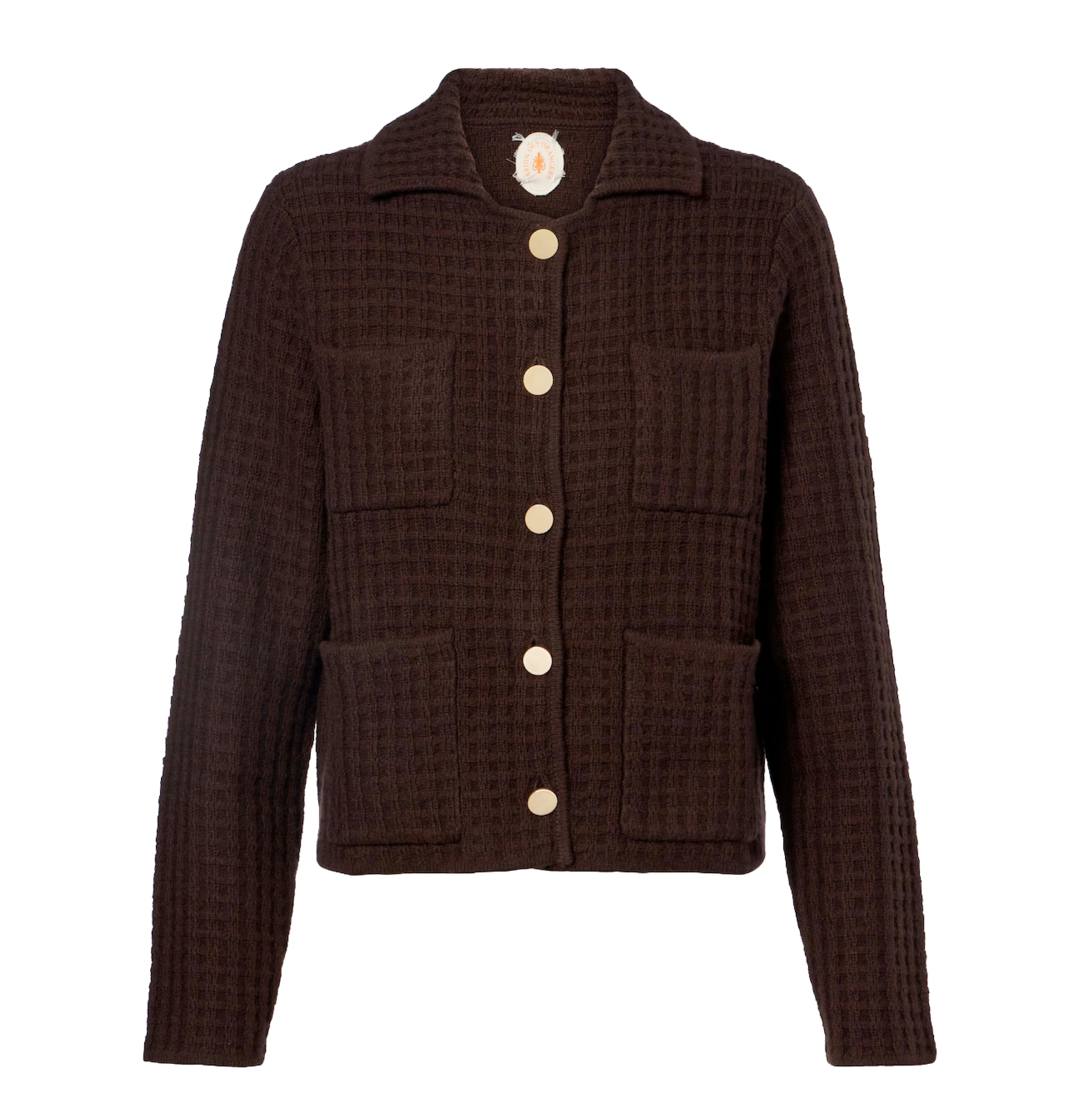 Hnědý kardigan, JARDIN DES ORANGERS, prodává mytheresa, 360 €