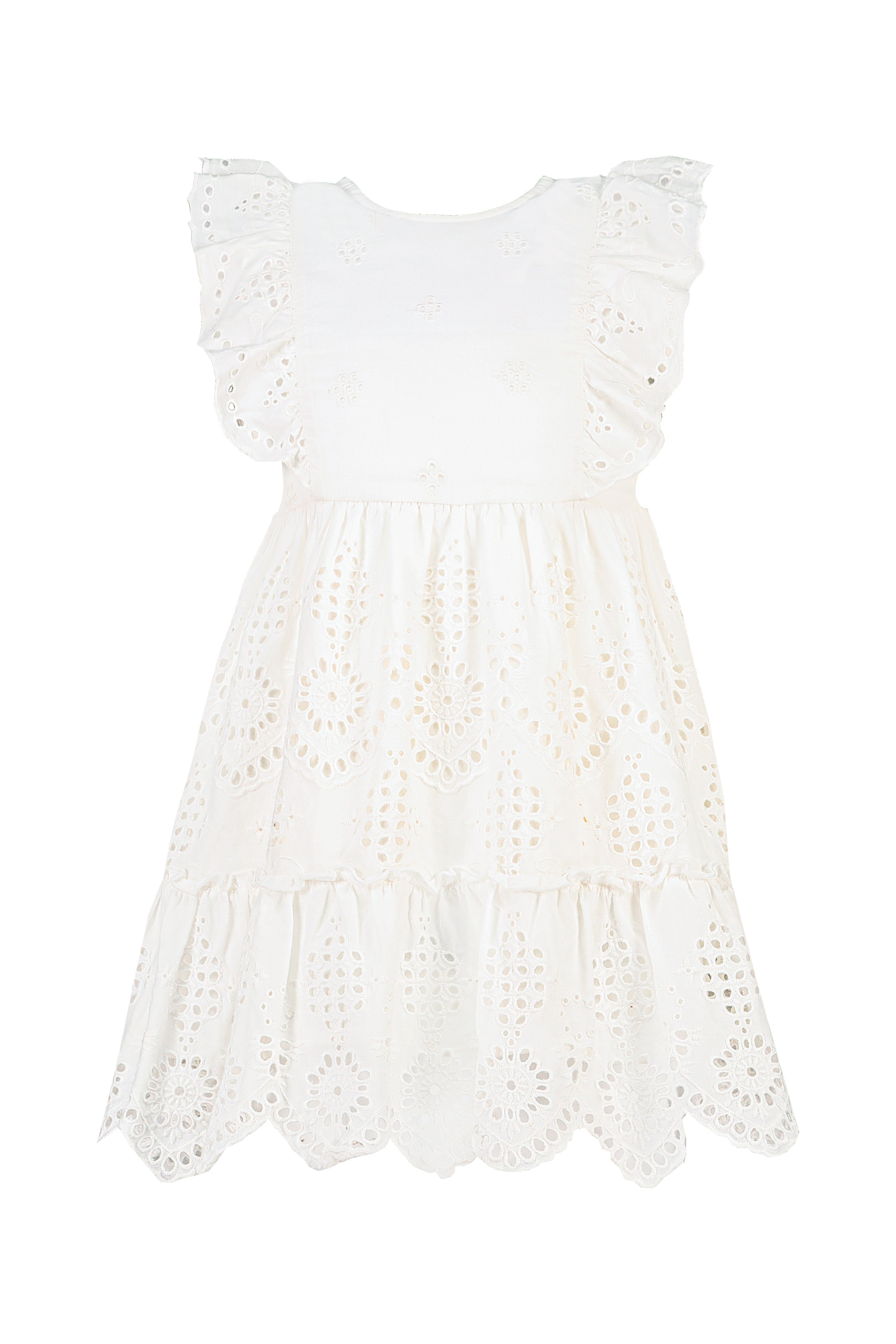 Dívčí bílé krajkové šaty, F&F, k dostání v kamenných prodejnách, 399 Kč