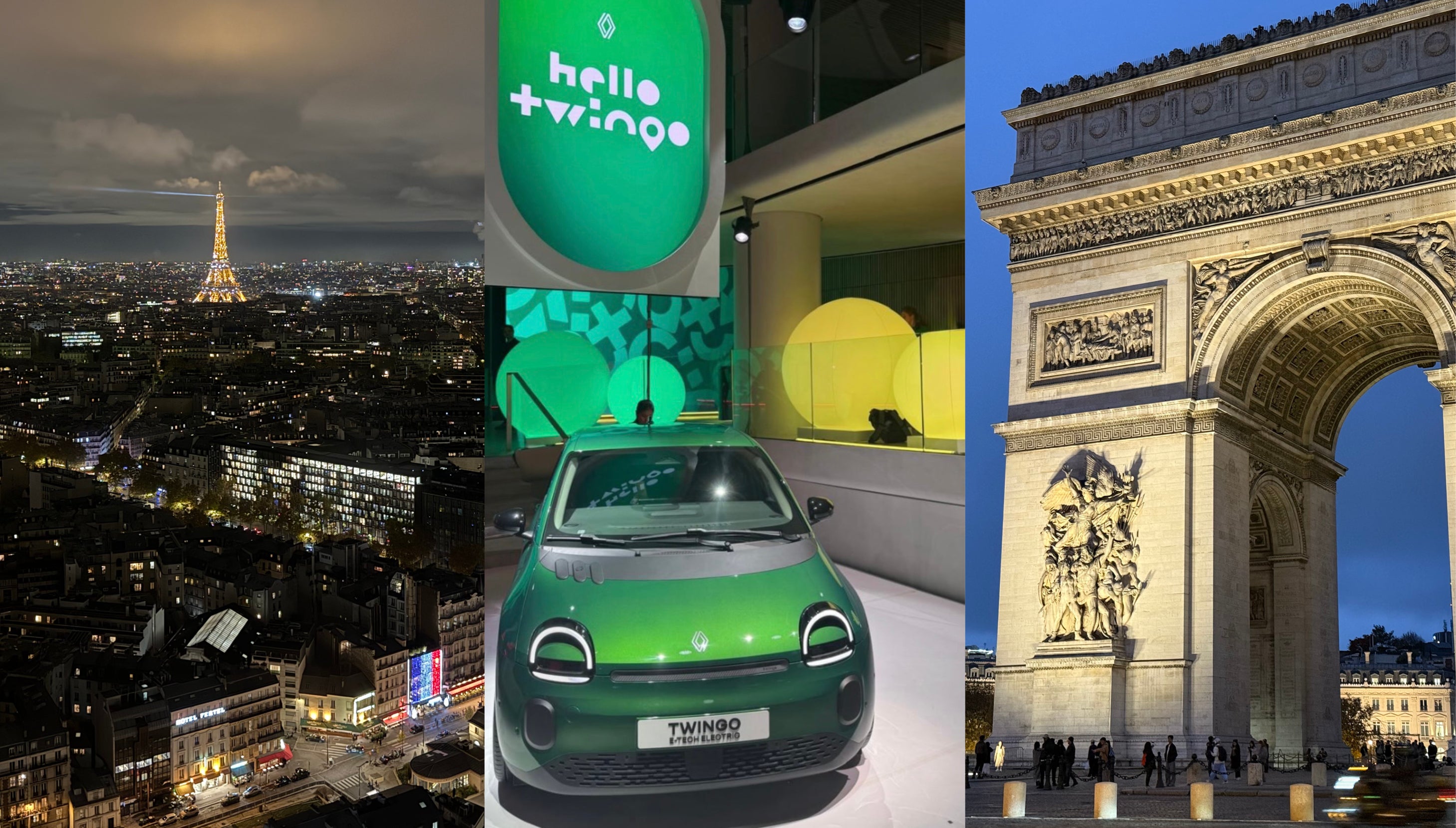 Paríž, vysvietená Eiffelovka a nový Renault Twingo E-Tech
