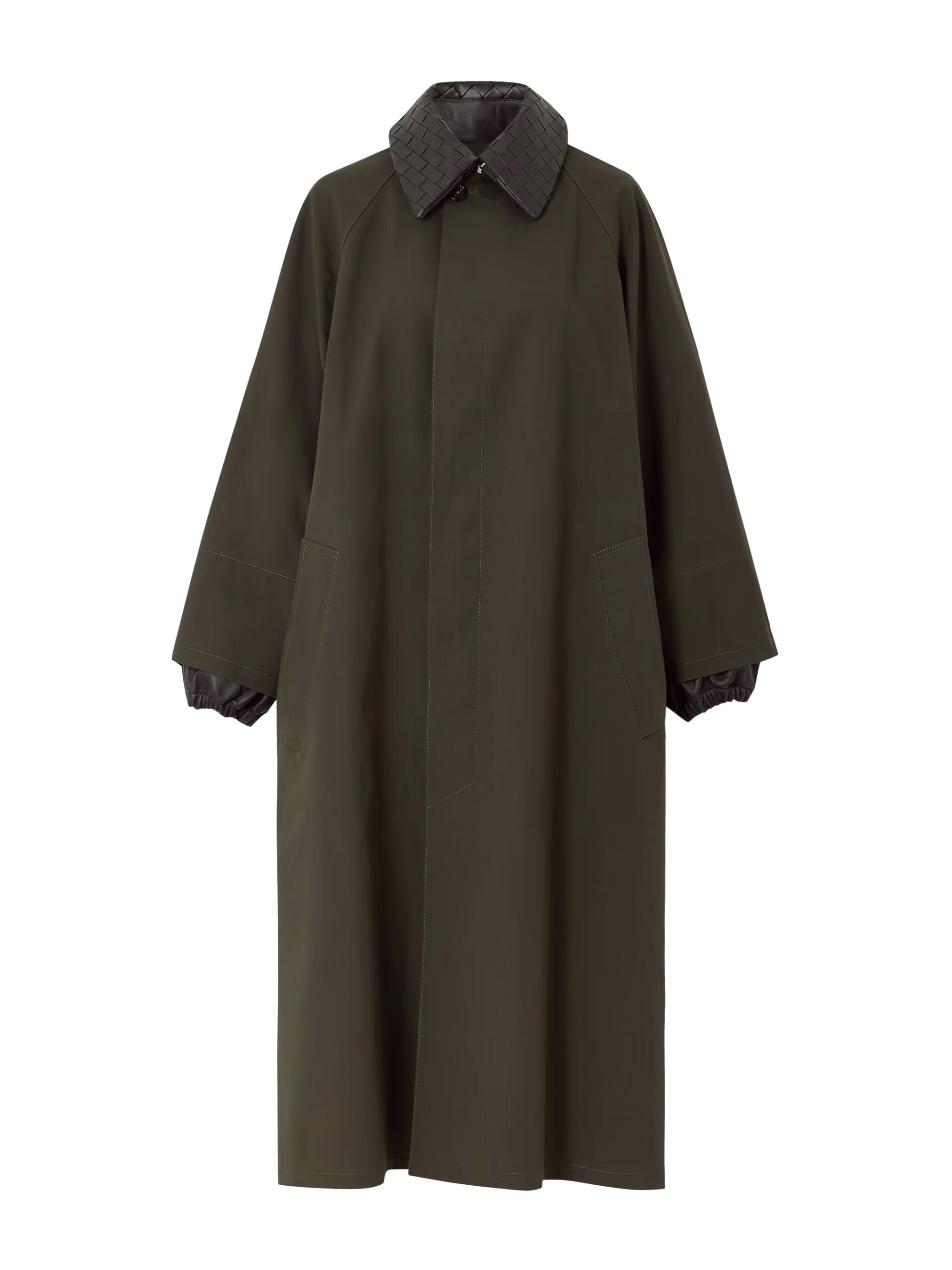 Trenčkot z bavlněné směsi s límcem s motivy intrecciato, BOTTEGA VENETA, 3 900 €