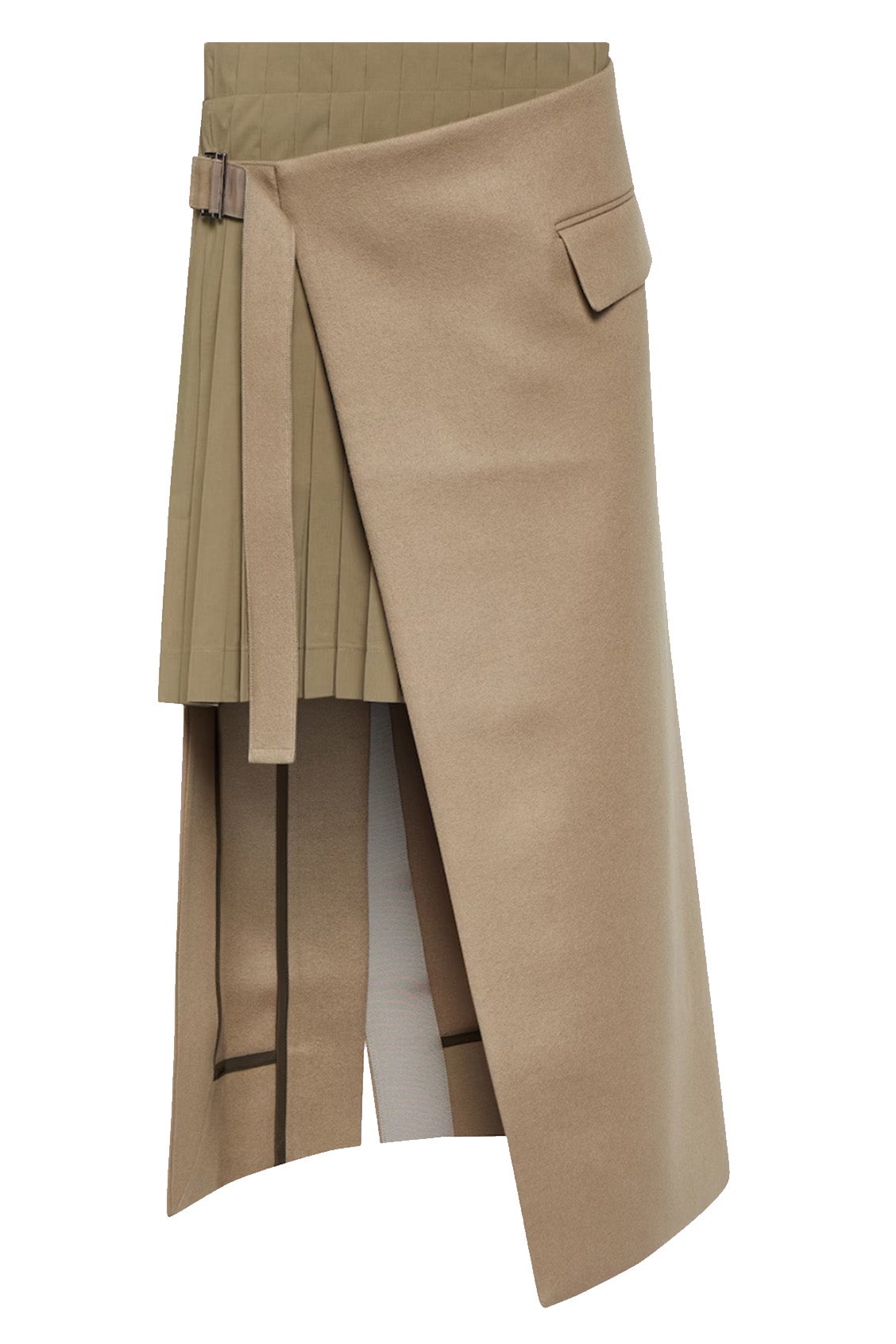 Béžová midi sukně, SACAI, prodává Ssense, 579 €